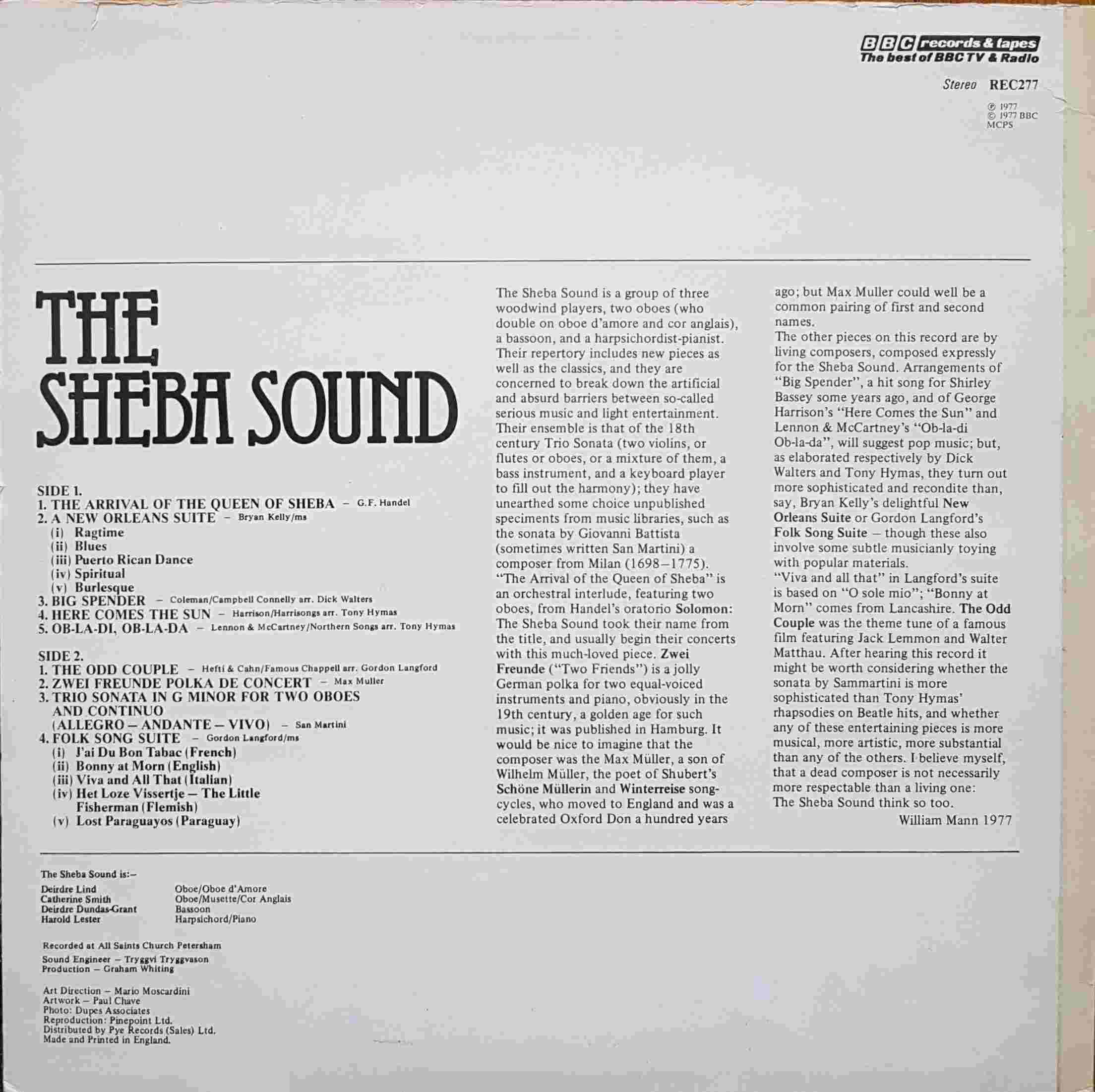 Picture of REC 277 The Sheba sound by artist The Sheba sound from the BBC records and Tapes library